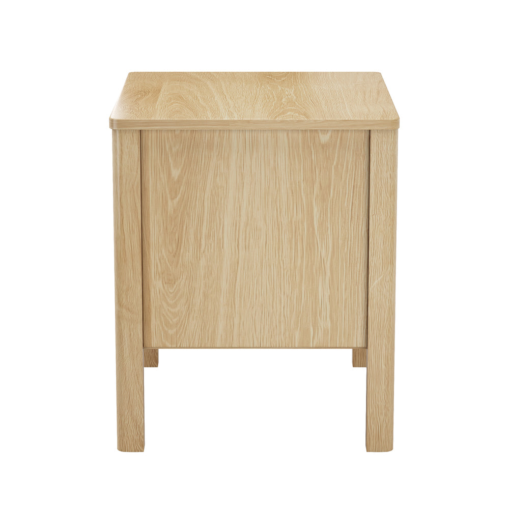 2x Bedside Tables, 2 Drawer Handle-Free Nightstand Cabinet, Natural Colour