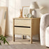 2x Bedside Tables, 2 Drawer Handle-Free Nightstand Cabinet, Natural Colour