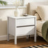 Bedside Table 2 Drawers Nightstand Handle-free White