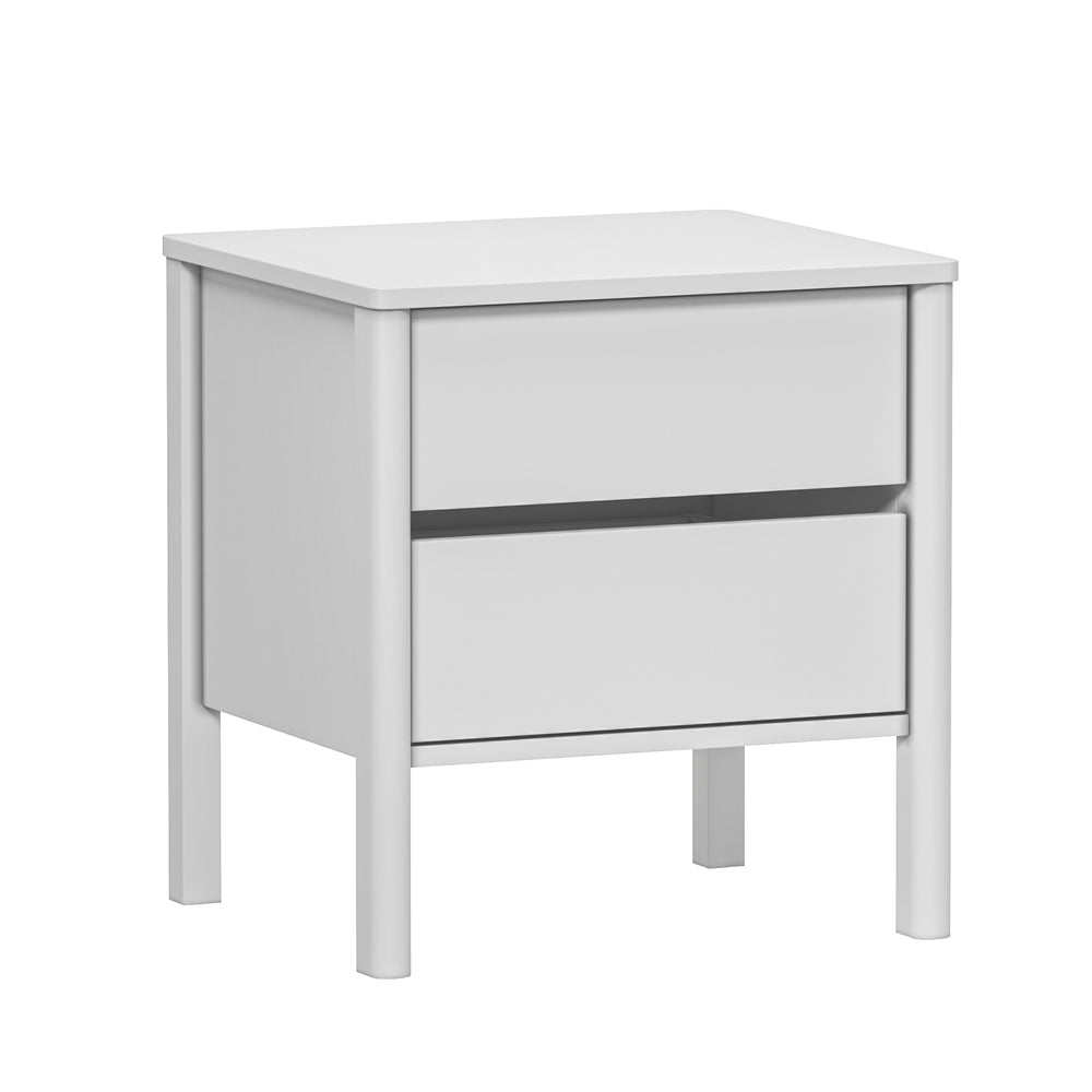 Oikiture Bedside Table 2 Drawers Nightstand Handle-free White