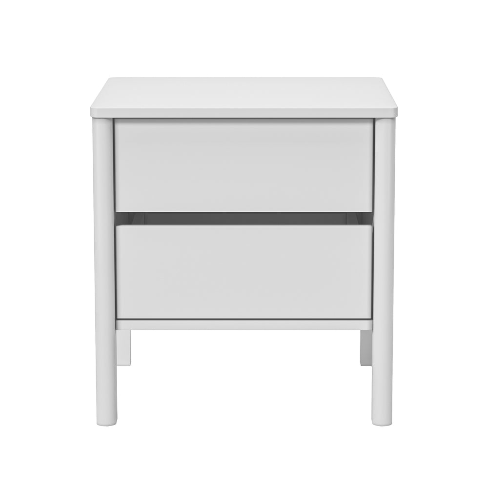 Bedside Table 2 Drawers Nightstand Handle-free White