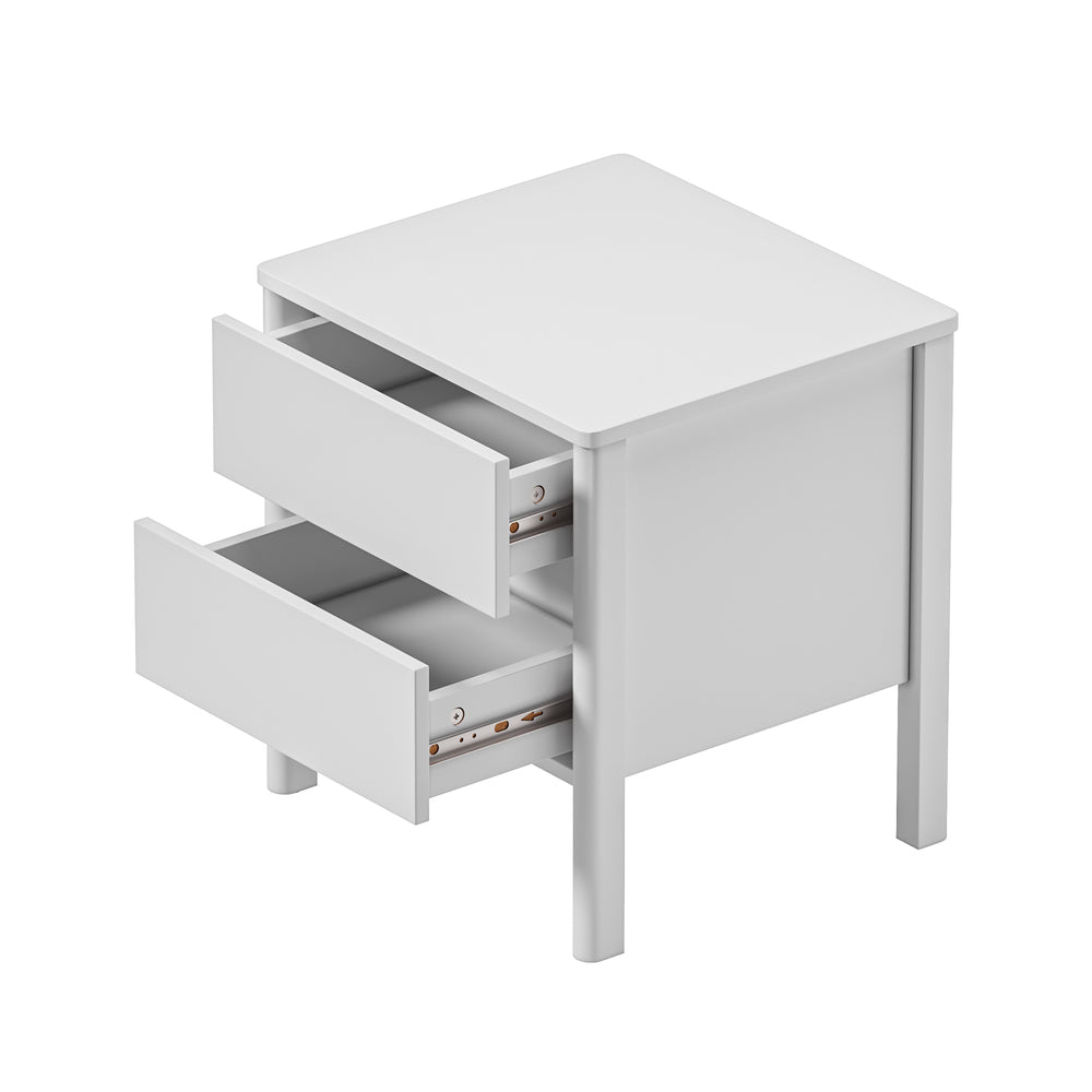 Oikiture 2x Bedside Tables 2 Drawers Nightstand Handle-free White