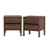 2x Bedside Tables, 2 Drawer Handle-Free Nightstand Cabinet, Walnut Colour