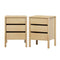 2x Bedside Tables 3 Drawers Nightstand Handle-free Natural