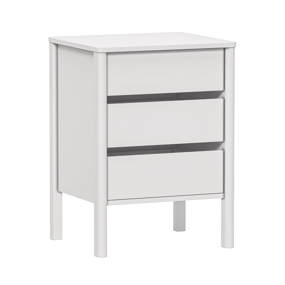 Oikiture Bedside Table 3 Drawers Nightstand Handle-free White