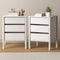 2x Bedside Tables, 3 Drawer Handle-Free Nightstand Cabinet, White Colour