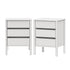 2x Bedside Tables, 3 Drawer Handle-Free Nightstand Cabinet, White Colour