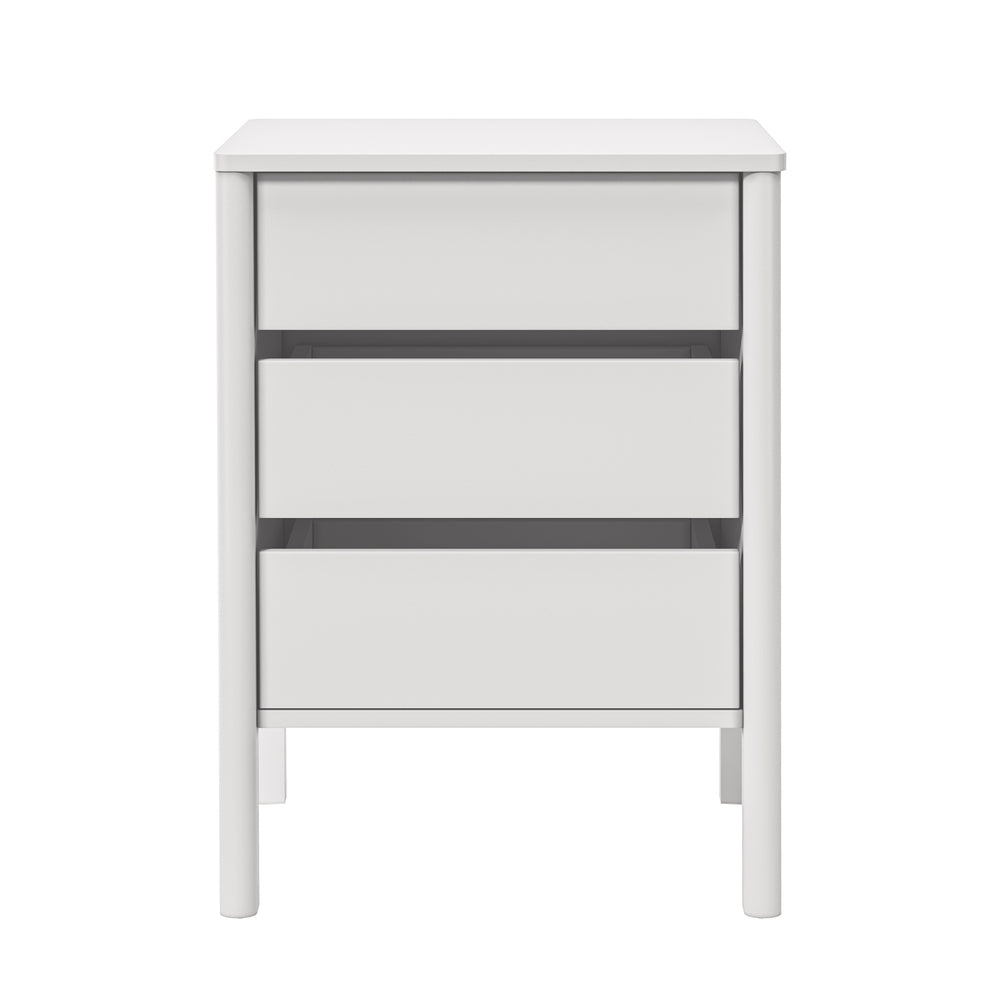 Bedside Table 3 Drawers Nightstand Handle-free White