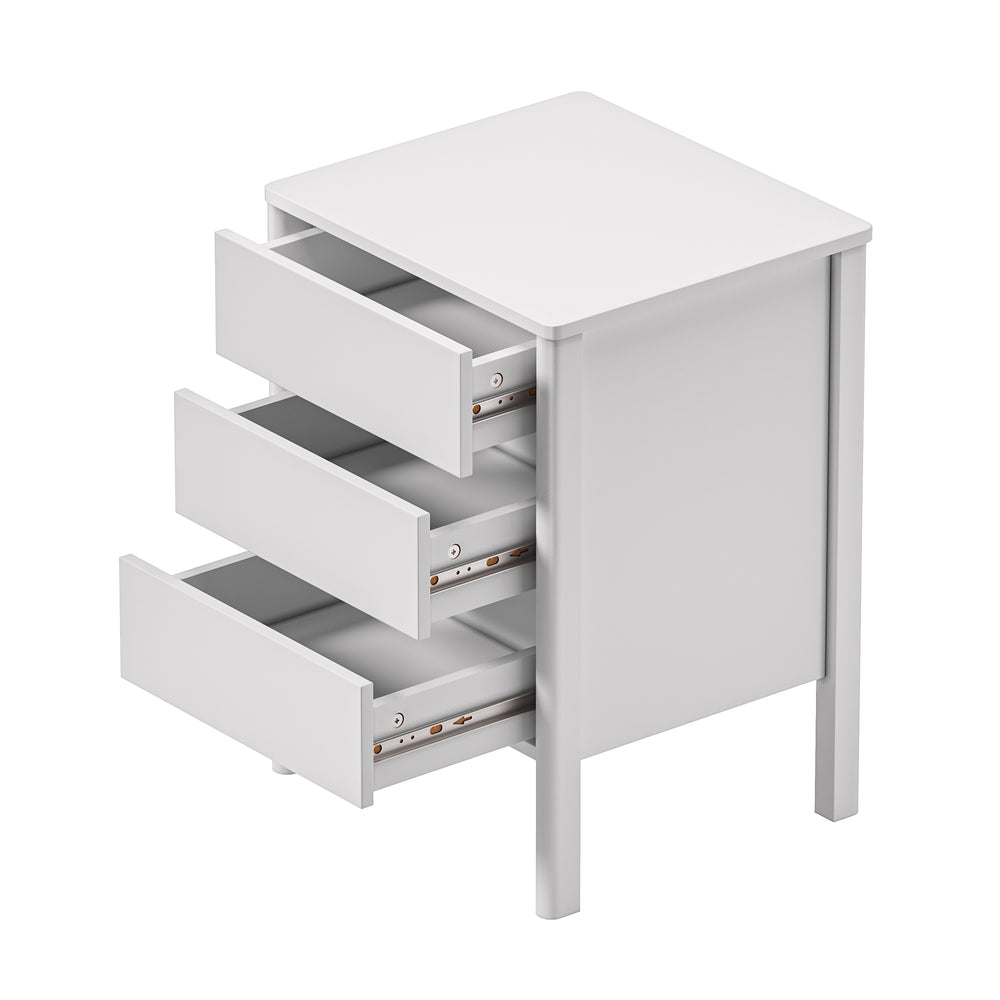 Bedside Table 3 Drawers Nightstand Handle-free White