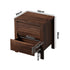 Bedside Table, 2 Drawer Handle-Free Nightstand Cabinet, Walnut Colour Wood