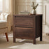 Bedside Table, 2 Drawer Handle-Free Nightstand Cabinet, Walnut Colour Wood