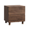Oikiture Bedside Table Nightstand 2 Drawer Handle-free Walnut