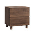 Oikiture Bedside Table Nightstand 2 Drawer Handle-free Walnut