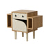 Oikiture Kids Robot Bedside Table – Drawer & Cabinet Nightstand (White/Natural)
