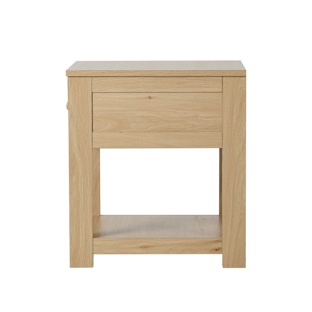 Bedside Table 1 Drawer Storage Shelf Nightstand Natural