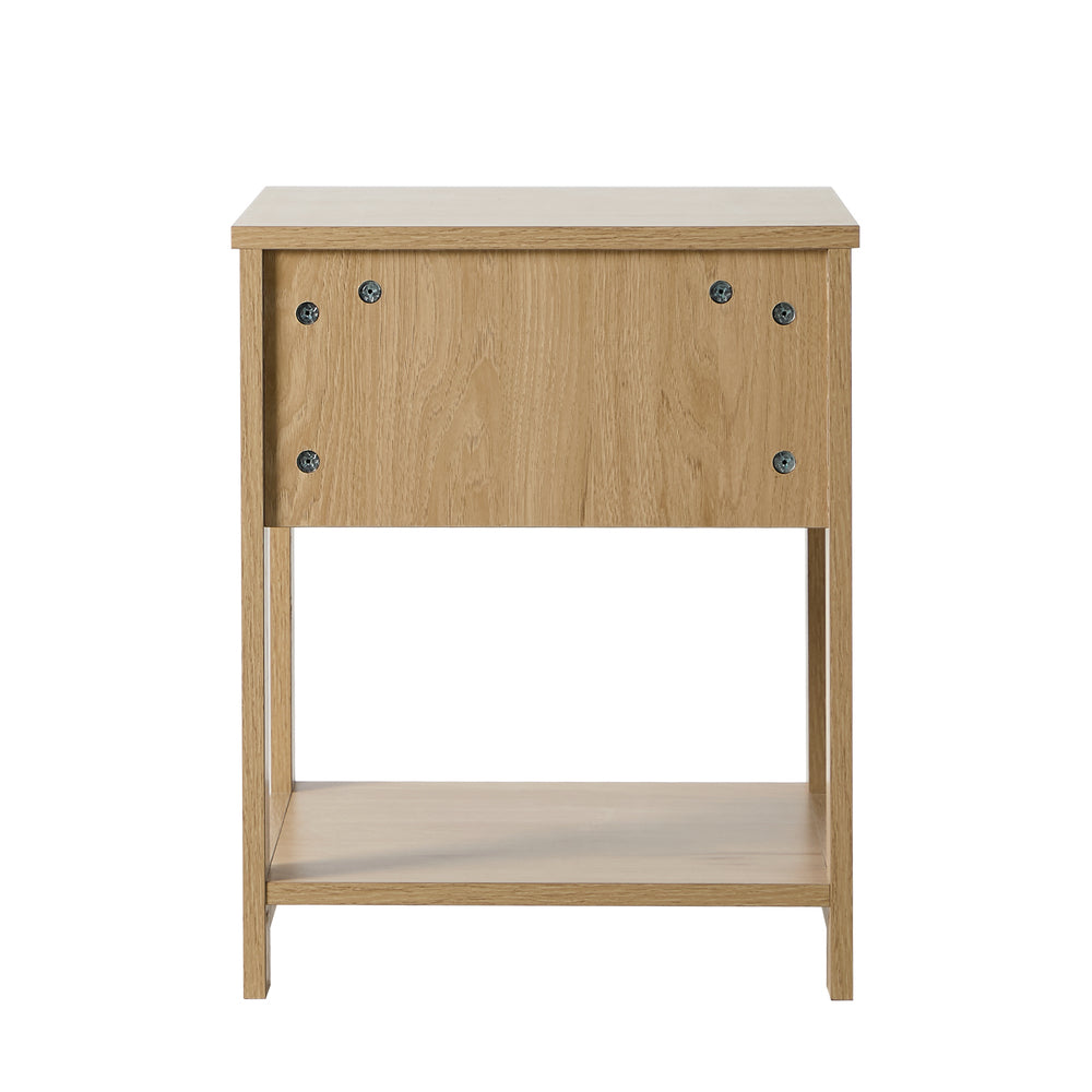 Bedside Table 1 Drawer Storage Shelf Nightstand Natural