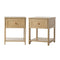 2pc Bedside Table 1 Drawer Storage Shelf Nightstand Natural