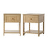 2pc Bedside Table 1 Drawer Storage Shelf Nightstand Natural