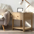 2pc Bedside Table 1 Drawer Storage Shelf Nightstand Natural