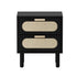 2x Bedside Table 2 Drawers Rattan Black