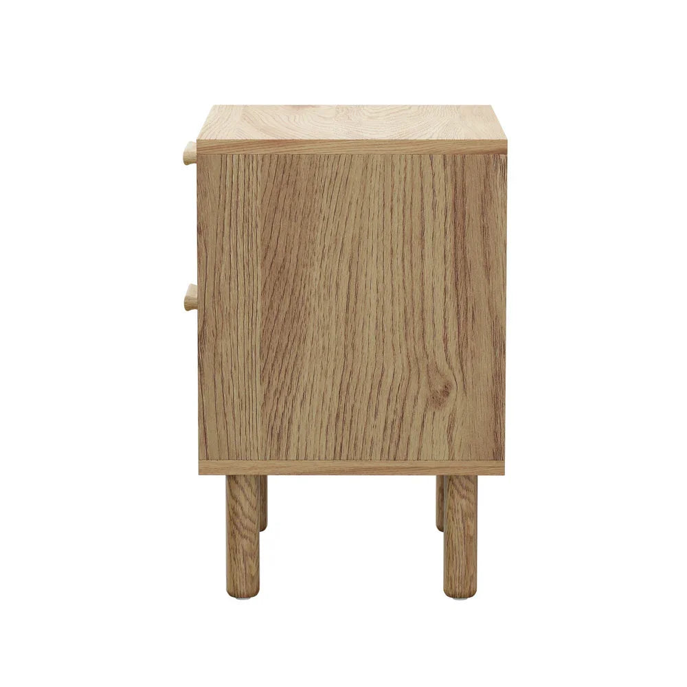 Bedside Table 2 Drawers Rattan Natural