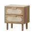 2x Bedside Table 2 Drawers Rattan Natural