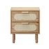 2x Bedside Table 2 Drawers Rattan Natural