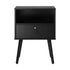 Oikiture 2X Bedside Tables with Leather Handle Black