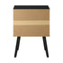 Oikiture 2X Bedside Tables with Leather Handle Black