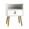 Bedside Tables with Leather Handle White