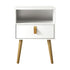 Bedside Tables with Leather Handle White