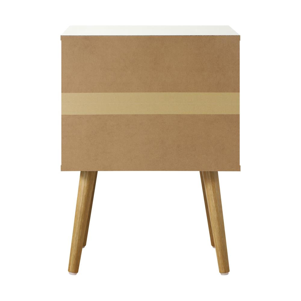 Bedside Tables with Leather Handle White