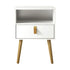 Oikiture 2X Bedside Tables with Leather Handle White