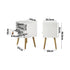 Oikiture 2X Bedside Tables with Leather Handle White