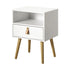 Oikiture 2X Bedside Tables with Leather Handle White