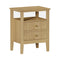 Bedside Table 2 Drawers Open Shelf Nightstand Natural