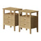 2x Bedside Table 2 Drawers Open Shelf Nightstand Natural