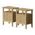 2x Bedside Table 2 Drawers Open Shelf Nightstand Natural