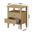 2x Bedside Table 2 Drawers Open Shelf Nightstand Natural
