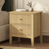 Oikiture Bedside Table – Natural 2‑Drawer Nightstand with Gold Brass Handles