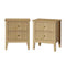 Oikiture Bedside Tables Set of 2 – Natural 2‑Drawer Nightstands with Gold Handles