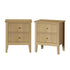 Oikiture Bedside Tables Set of 2 – Natural 2‑Drawer Nightstands with Gold Handles