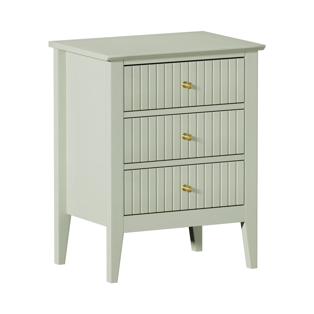 Bedside Table 3 Drawers Side End Nightstand Green