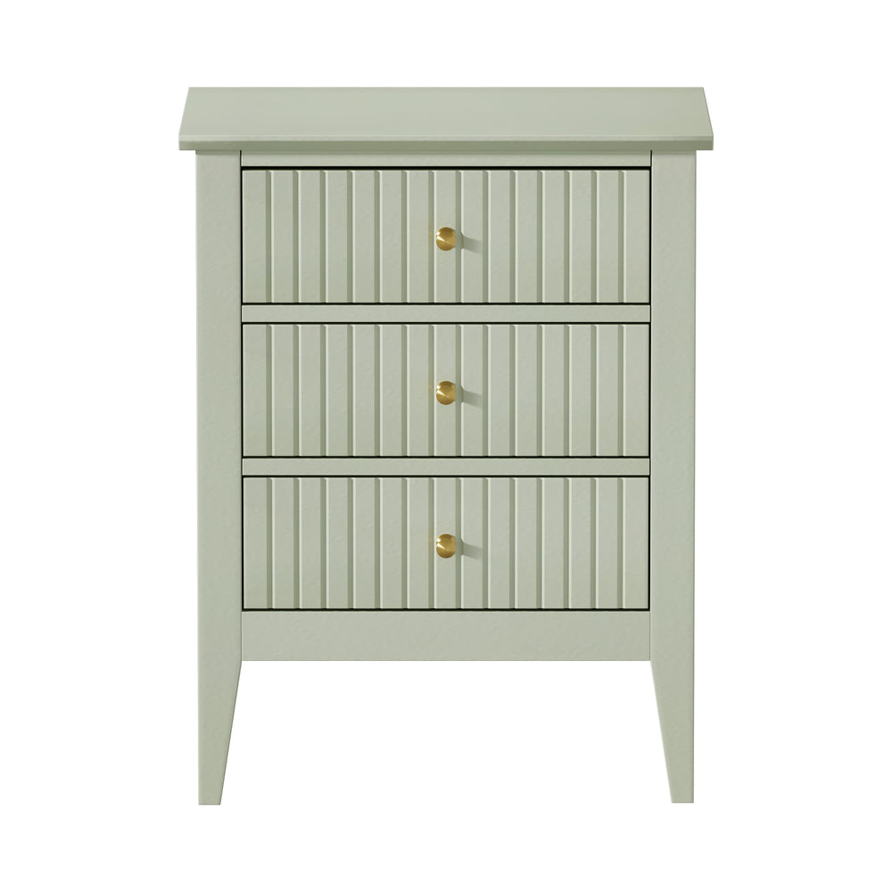 Bedside Table 3 Drawers Side End Nightstand Green