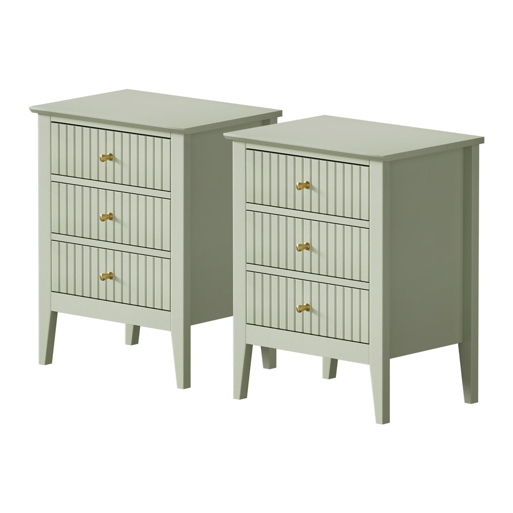 Bedside Tables Set of 2 Side End Nightstand Green