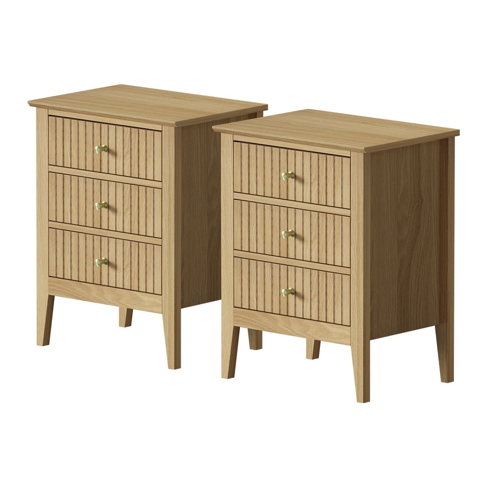Bedside Tables Set of 2 Side End Nightstand Natural