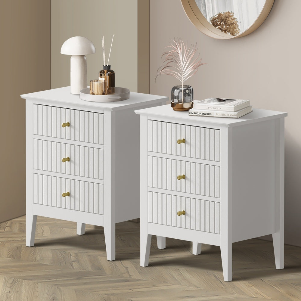 Bedside Tables Set of 2 Side End Nightstand White