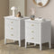 Oikiture Set of 2 Bedside Tables White 3 Drawer Nightstand Cabinet