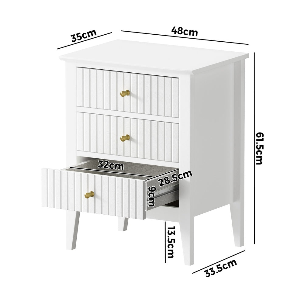 Bedside Tables Set of 2 Side End Nightstand White