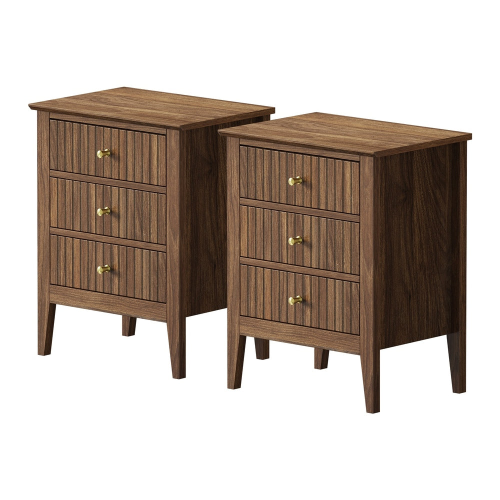 Bedside Tables Set of 2 Side End Nightstand Walnut